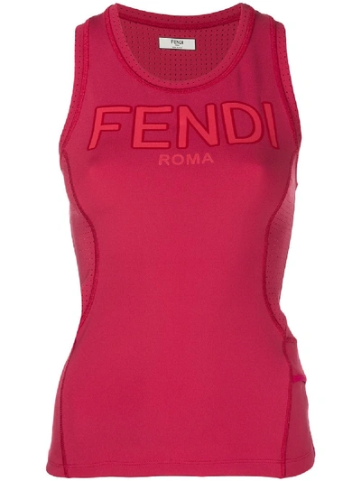 Shop Fendi Logo Tank Top - Red
