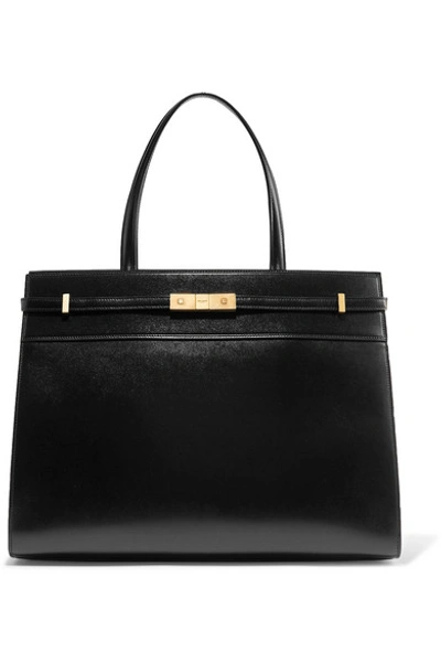 Shop Saint Laurent Manhattan Medium Leather Tote In Black