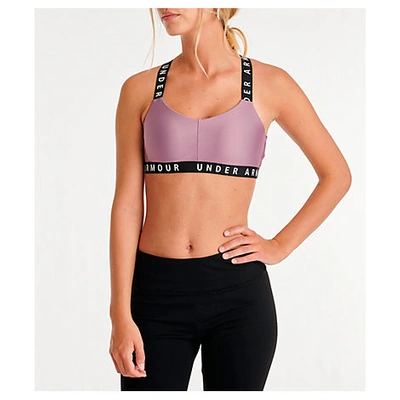 Under Armour Women's Wordmark Strappy Solid Sportlette Sports Bra In Purple  Size Medium Polyester