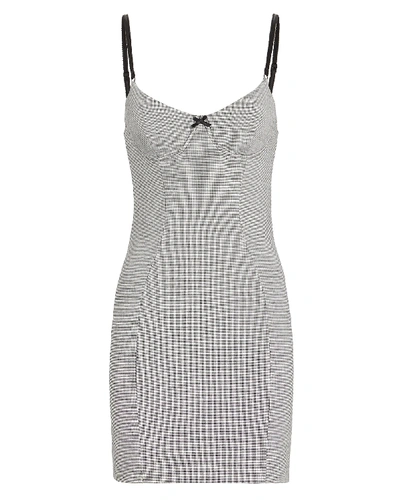 Shop Alexander Wang Houndstooth Bodycon Dress In Blk/wht