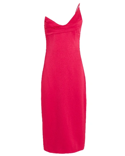 Shop Cushnie Silk Strapless Draped Dress In Red