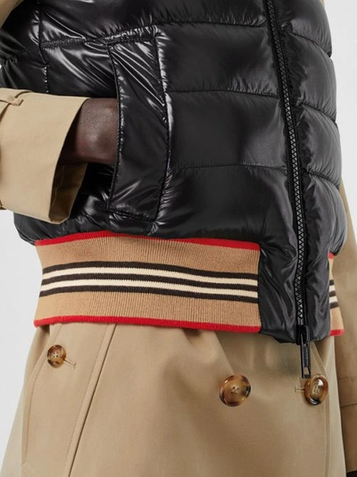 Shop Burberry Icon Stripe Detail Down-filled Puffer Gilet In Black