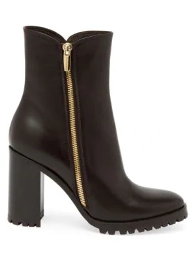 Shop Gianvito Rossi Leather Ankle Boots In Mocha