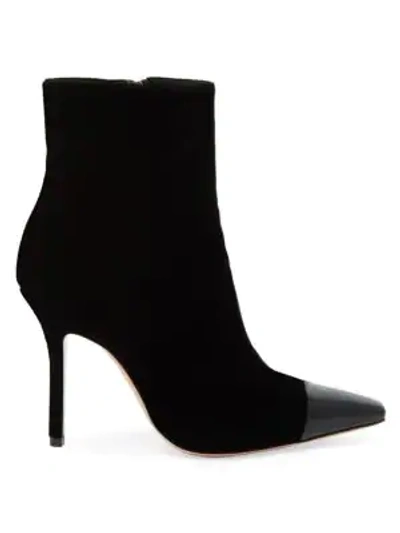 Shop Gianvito Rossi Lucy Cap-toe Velvet Ankle Boots In Black