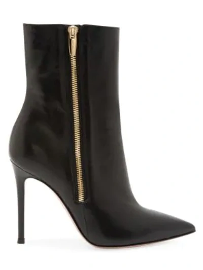 Shop Gianvito Rossi Trinity Zipper Leather Ankle Boots In Black