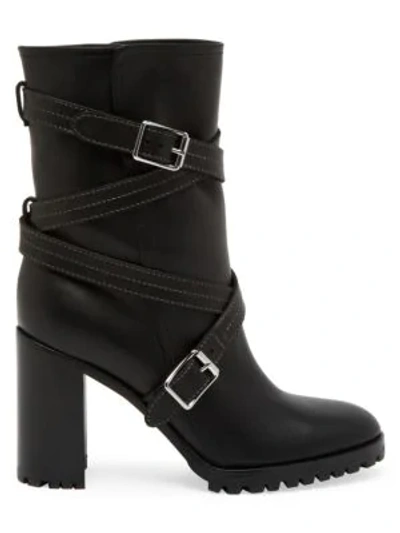 Shop Gianvito Rossi Maren Crisscross Strap Leather Mid-calf Boots In Black