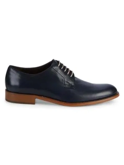 Shop Bruno Magli Sandro Leather Lace-up Derbys In Navy