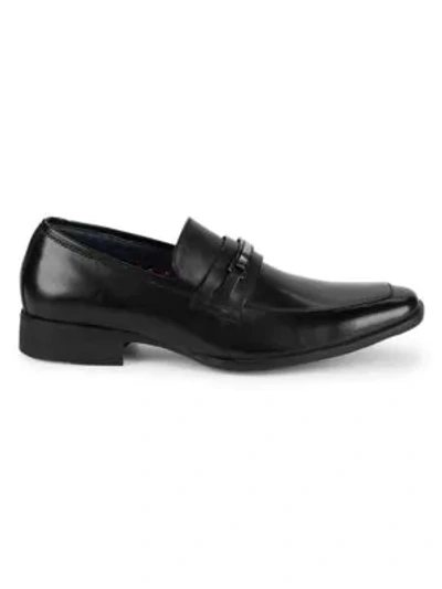 Shop Steve Madden Calico Leather Bit Loafers In Black