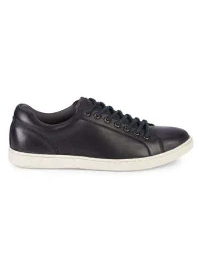 Shop Steve Madden Low-top Leather Sneakers In Navy