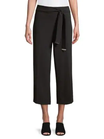 Shop Calvin Klein Self-tie Cropped Pants In Black