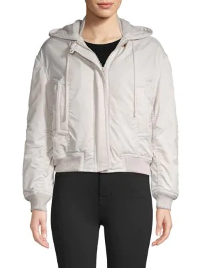 Shop Vince Faux-fur Lined Hooded Bomber Jacket In Lucite