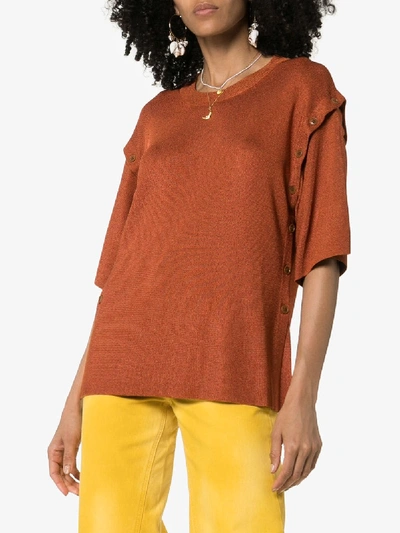 Shop See By Chloé Button Detail Knitted Top In Orange