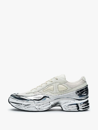 Shop Adidas Originals Adidas By Raf Simons X Raf Simons Cream And Silver Ozweego Sneakers In Cream White