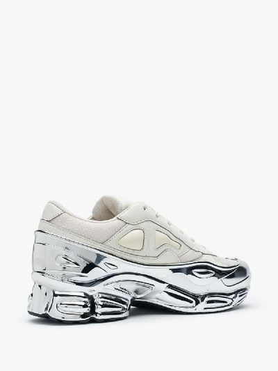 Shop Adidas Originals Adidas By Raf Simons X Raf Simons Cream And Silver Ozweego Sneakers In Cream White