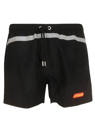 Shop Heron Preston Reflective Stripe Swim Shorts In Black