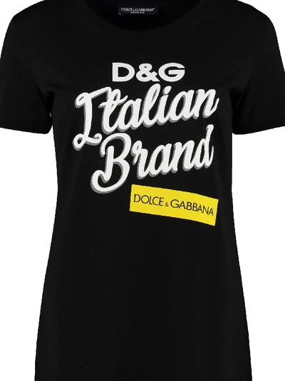 Shop Dolce & Gabbana Logo Print Cotton T-shirt In Black