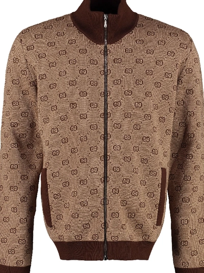 Shop Gucci Gg Jacquard Jacket In Beige