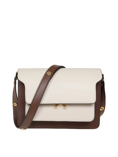 Shop Marni Trunk Bag Bag In Brown Leather / Ivory Leather In White/blue
