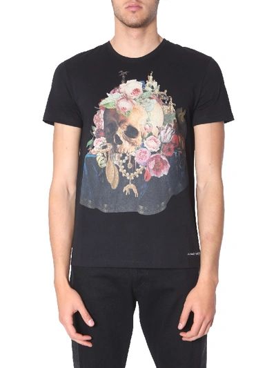 Shop Alexander Mcqueen Skull Still Life Mix Print T-shirt In Black