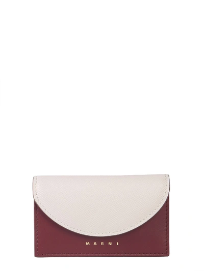 Shop Marni Saffiano Leather Card Holder In Ivory