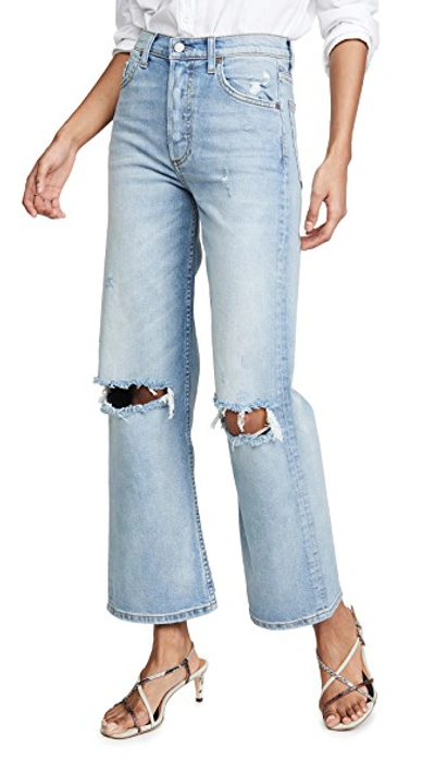 Shop Boyish The Mikey Wide Leg Flare Jeans In The Blue Angel