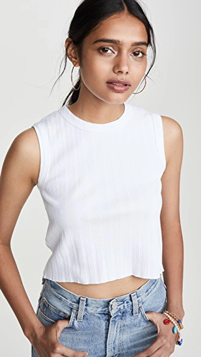 Shop Enza Costa Variegated Rib Tank In White