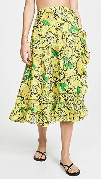 Shop Diane Von Furstenberg Clarissa Skirt In Lemon Sulfur