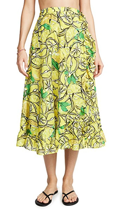 Shop Diane Von Furstenberg Clarissa Skirt In Lemon Sulfur