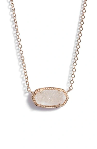 Shop Kendra Scott Elisa Pendant Necklace In Iridescent Drusy/ Rose Gold