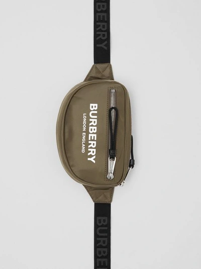 Shop Burberry Small Logo Print Cannon Bum Bag In Canvas Green