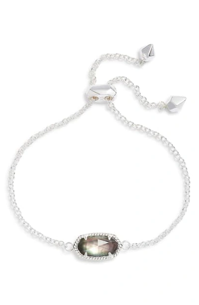 Shop Kendra Scott Elaina Bracelet In Bright Silver/ Black Mop