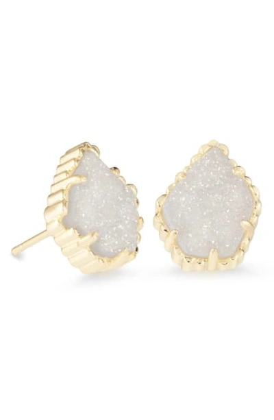 Shop Kendra Scott Tessa Stone Stud Earrings In Iridescent Drusy/ Gold