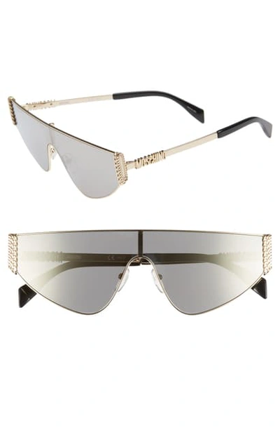 Shop Moschino 132mm Shield Sunglasses - Gold