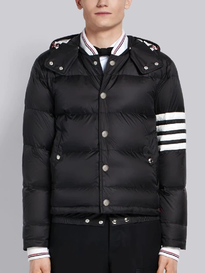 Shop Thom Browne Black Down-filledmatte Nylon 4-bar Bomber Jacket