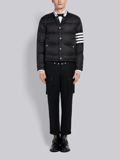 Shop Thom Browne Black Down-filledmatte Nylon 4-bar Bomber Jacket