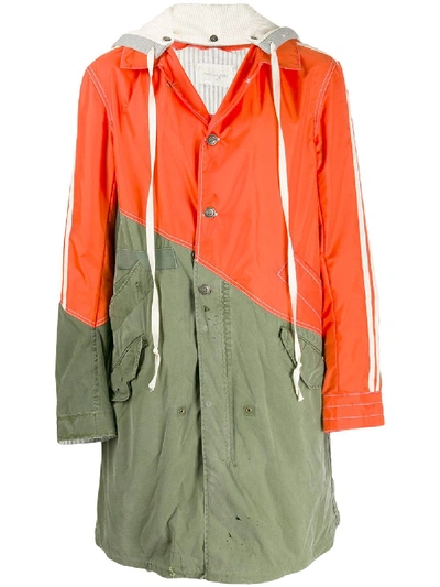 Shop Greg Lauren Hooded Military Coat - Orange