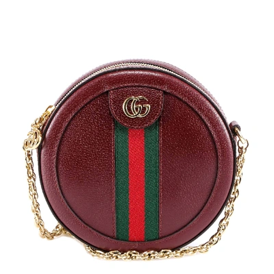 Shop Gucci Ophidia Mini Round Shoulder Bag In Red