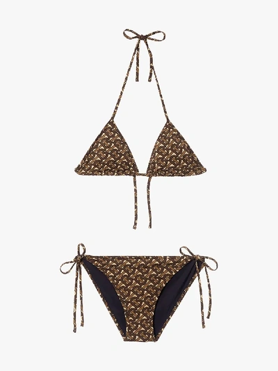 Shop Burberry Cobb Monogram Print Bikini In Brown