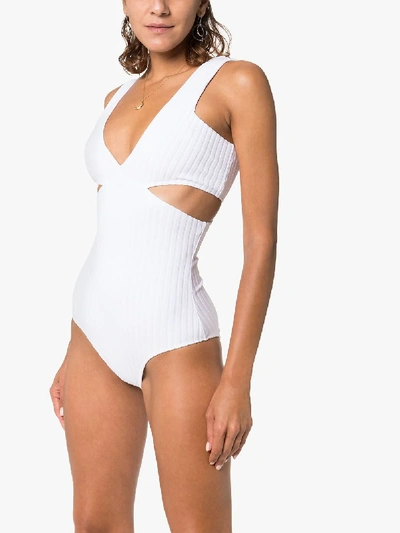 Shop Araks Ursa V-neck Cut-out Swimsuit In White