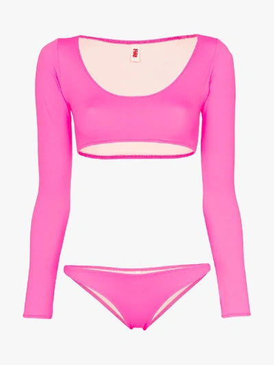 Shop Solid & Striped Colette Long Sleeved Bikini In Pink