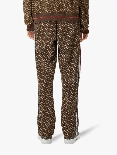 Shop Burberry Monogram Stripe Trackpants In Brown