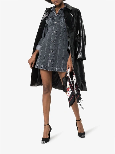 Shop Helmut Lang Buttoned Denim Mini Dress In Black