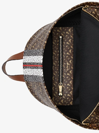 Shop Burberry Brown Monogram Stripe Print E-canvas Backpack