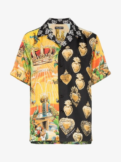 Shop Dolce & Gabbana Heart And Garden Print Silk Shirt In S9000 Multicoloured