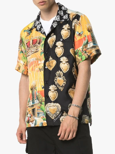 Shop Dolce & Gabbana Heart And Garden Print Silk Shirt In S9000 Multicoloured
