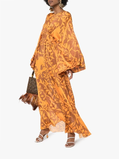 Shop Johanna Ortiz Perpetual Existence Floral Maxi Dress In Orange