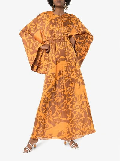 Shop Johanna Ortiz Perpetual Existence Floral Maxi Dress In Orange