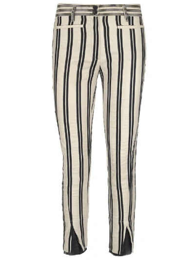 Shop Ann Demeulemeester Cropped Striped Trousers In Multi