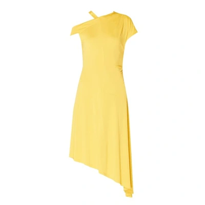 Shop Paisie One Shoulder Dress With Neck Strap & Asymmetric Hem In Yellow
