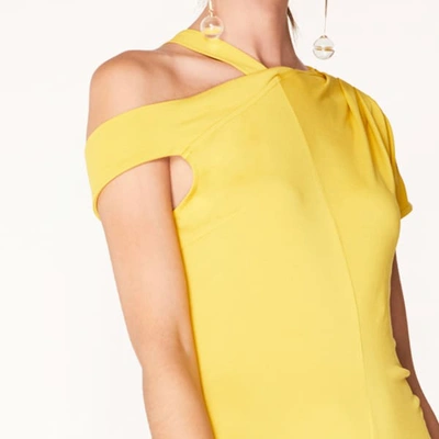 Shop Paisie One Shoulder Dress With Neck Strap & Asymmetric Hem In Yellow